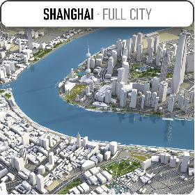 3D model Shanghai - city and surroundings